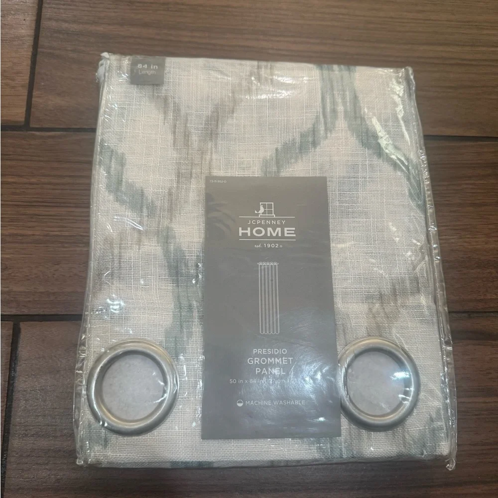 JCPenney Home Presidio Grommet Panel in sea / multi sheer 84